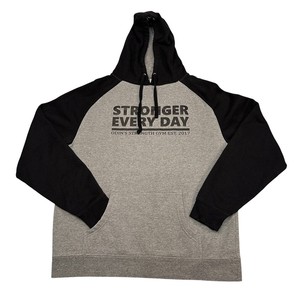 Independent Trading Company Sweatshirt Graphic Hoodie Mens Gray Black Pullover